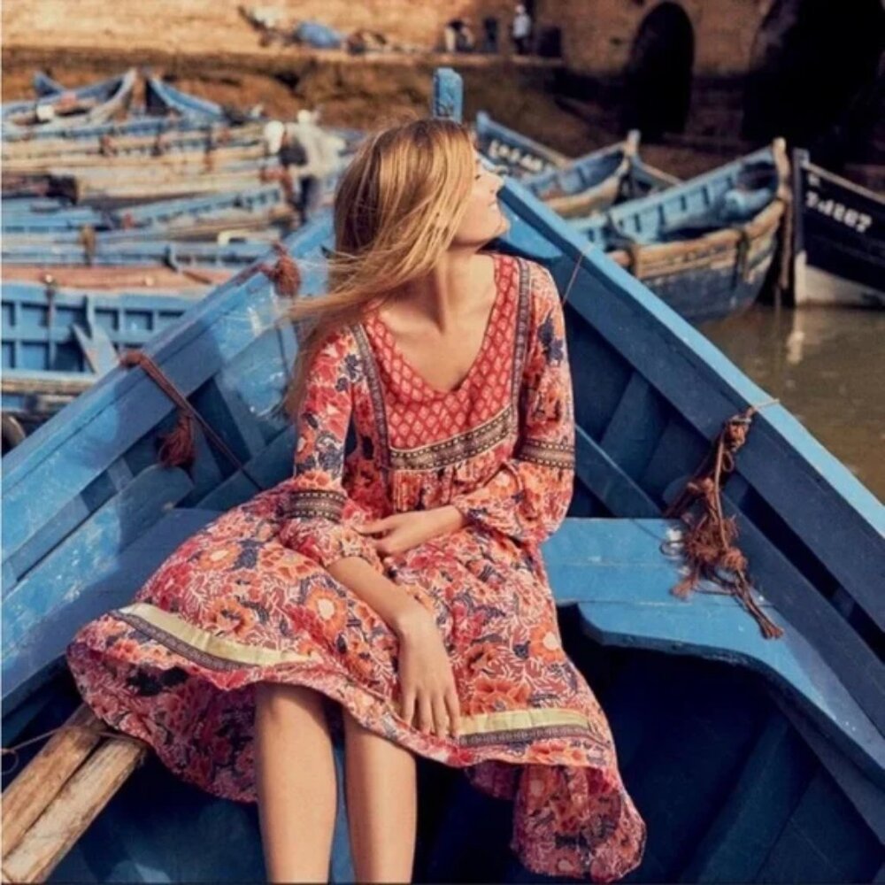 Anthropologie RD & Koko Floral Bohemian Midi Dress
